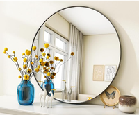 Miroir de courtoisie décoratif pour mur de douche en métal noir et or simple de 24 pouces en verre trempé avec design moderne en alliage d'aluminium