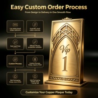 Plaque de table VIP personnalisée en laiton ODM OEM, gravée, luxe, pour hôtel et restaurant, impression UV, anti-rouille, durable