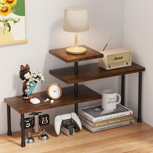 Étagère de rangement en bois à trois niveaux, organisateur de condiments de cuisine, support d'étagère d'angle multifonctionnel - Product Image 4