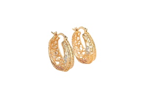 Boucles d'oreilles créoles pour femme, plaquées or 18 carats, motif tendance, vente en gros - Product Image 2