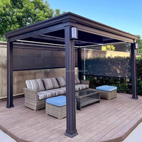 Pergola en aluminium robuste, design luxueux, éclairage LED, résistante aux intempéries, capteur de pluie, télécommande, résistante au vent, livraison rapide, OEM