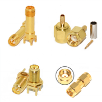 Conector de montaje en Panel de soldadura con brida de mamparo, conector adaptador RF de montaje en PCB, conector macho de RPSMA, conector hembra de latón Sma ROHS Ph 2 50 Ohm