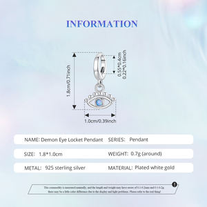 Plata de Ley 925 brillante diablo <span class=keywords><strong>demonio</strong></span> ojo medallón encanto colgante cierre para collar pulsera - Product Image 2