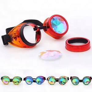 Gafas HLC con Lentes de <span class=keywords><strong>Cristal</strong></span> Arcoíris, Estilo Cosplay, Fuegos Artificiales, Holográficas, Steampunk, Gafas de Soldadura, Góticas, para Fiestas, Caleidoscopio - Product Image 1
