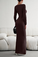 Hochwertige Mode Damen Herbst Square Neck Frauen Solid Rüschen Bodycon Kleid Sexy Langarm Strick Slim Kleid