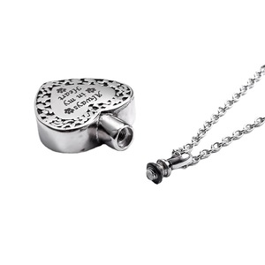 Kalung besi tahan karat desainer Vintage kalung kremasi hewan peliharaan kalung hati pasangan modis perhiasan wanita - Product Image 3