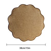 Set de table rond en jute personnalisé avec bord festonné brodé, texture tissée, décoration de table, tapis de table résistant à la chaleur