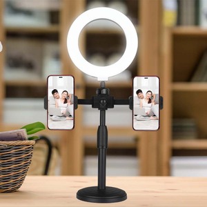 Clip de teléfono móvil Dual para transmisión en vivo, soporte de escritorio para teléfono móvil con luz adicional integrada - Product Image 1