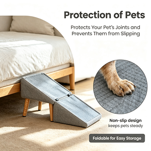 Escaleras Plegables 2 en 1 para Mascotas, Modernas y Sostenibles, de Madera, Rampa para Perros, Diseño Sólido, Cierre de Correa, Superficie Antideslizante, para Sala de Estar, Uso en Interiores - Product Image 2