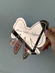 Tarjetas de felicitación personalizadas de lujo para Menú Personal, forma de rosa, espejo dorado y plateado, hoja acrílica, tarjetas de invitación de boda - Product Image 2