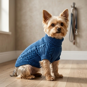 Pull en tricot noir pour chien, col roulé, chaud, tricoté, vêtements d'hiver pour chiots, pour petits chiens, Pomeranian, <span class=keywords><strong>Chihuahua</strong></span> - Product Image 2