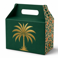 Boîte à dragées élégante à motif floral arabesque pour Ramadan Moubarak, emballage cadeau en carton rigide avec poignée pour friandises de fête et dattes