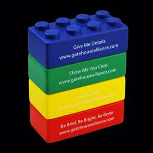 Balle anti-stress en forme de blocs de construction, cadeaux promotionnels, balle anti-stress en PU en forme de blocs de construction avec logo personnalisé - Product Image 1