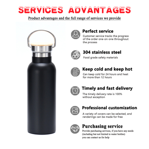 Bouteille d'eau en acier inoxydable 304 certifiée LFGB, double paroi sous vide, avec couvercle en bambou, durable et zéro déchet, 500 ml et 1000 ml, vente en gros - Product Image 4