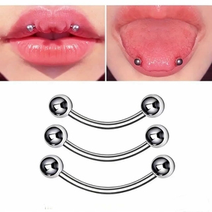Barbell incurvé en titane ASTM F136 G23 à <span class=keywords><strong>double</strong></span> boule et filetage externe 3/4/5mm pour <span class=keywords><strong>piercing</strong></span> sourcil, langue, téton - Product Image 5