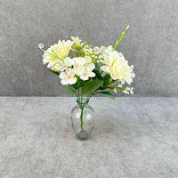 Bouquet de Dahlias Artificiels YL – Composition Florale pour Mariage, Décoration Intérieure, Fleurs Artificielles en Soie Façon Pastorale à Double Tête, Nouées à la Main