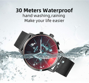 Montre de sport pour hommes, à quartz, imperméable, <span class=keywords><strong>chrono</strong></span>, logo personnalisé, à la mode, avec verre de couleur originale, - Product Image 3
