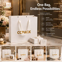 Maßgefertigte Luxus Weiße Matte Papiertüte mit Goldprägung und Bandgriff für Bäckerei Boutique Schmuckverpackung