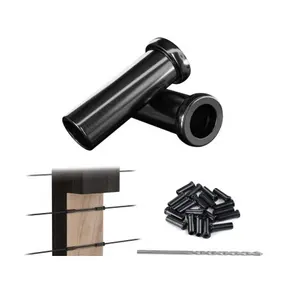 Black Stainless Steel Protective Sleeves Cable Railing Kit Hardware for Wire Rope Cable Wood Posts Deck Stair Railing Fitting