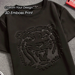 OEM Plus Size Men's Cotton Tee <b>Tshirt</b> Custom Graphic Embossed Printing Logo Designer Plain T Shirts with Short Sleeves O-Neck - Product Image 1