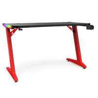 Bureau de jeu en métal à hauteur réglable Wquantum avec éclairage LED RVB, surface en mélamine, bureau à domicile, salon, table de jeu PC