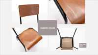Chaise de salle à manger industrielle traditionnelle en chêne massif avec cadre métallique, assise et dossier en contreplaqué courbé, empilable, pour cuisine et maison, vente en gros