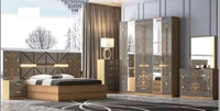 Vente en gros Ensemble de meubles modernes et luxueux pour chambre à coucher Lit double en cuir King & Queen Size avec rangement pour hôtel