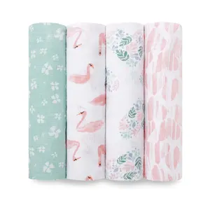 110*120 Cm 145 Gram/Potong 100% Katun Bayi Baru Lahir Selimut Swaddle Wrap Dicetak Bayi Kasa 2 Lapisan Kain Kain Muslin