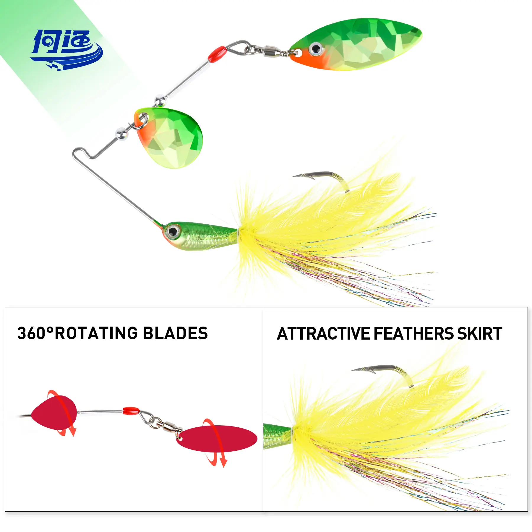 3 cái lưỡi Spinner mồi câu cá bass mồi kim loại Jig spinnerbaits Bộ dụng cụ swimbait Bass cá hồi walleye catfish saltwater Lure