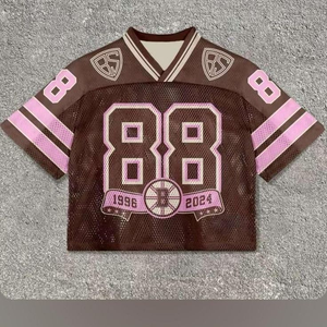 Tontons Camiseta personalizada de poliéster con cuello en V para hombre Hip Hop Moda de gran tamaño recortada personalizada Boxy Fit Mesh Football Jersey Tallas grandes - Product Image 5