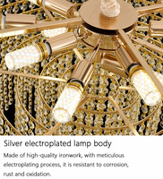 Lustre en cristal doré pour salon, cuisine, îlot, villa, lampe suspendue LED de luxe, éclairage décoratif suspendu personnalisé pour salle à manger