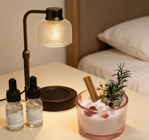 Ensemble cadeau de fabrication de bougies de luxe LANJO avec lampe chauffe-cire, sable/cire/pierres de cristal, huiles essentielles et gobelet en verre - Product Image 3