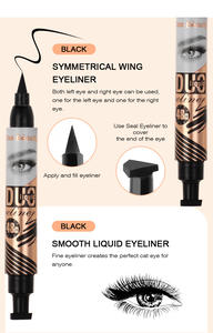 Kiss Beauty 2 in 1 Eyeliner Gel Hitam Tahan Air dengan Stempel Pensil 48 Jam Tahan Lama Pena Mata Label Pribadi 2713-03 - Product Image 4