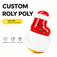 Calcetín Navideño Personalizado con Juguete Roly Poly, Material PVC, Impresión UV, Logotipo y Patrón Personalizables, Regalo Promocional para Escritorio