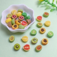 Lot de 14x13mm de mini-fruits réalistes en résine, tranches d'agrumes et de kiwi mélangées, pour scrapbooking et DIY