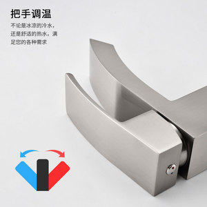 Stainless Steel Basin Faucet Single Handle Waterfall Style <b>Deck</b> Mounted Ceramic Valve Core For Bathroom Sink - Product Image 2