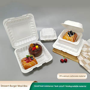 Caja de comida para llevar con 3 compartimentos, biodegradable, apta para microondas, reciclable, para postres y hamburguesas, de MFPP. - Product Image 2