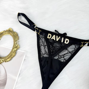 String pour femmes matures 2025, vente directe, nom personnalisé, tangas pour femmes, sous-vêtements transparents, culottes en <span class=keywords><strong>dentelle</strong></span> noire - Product Image 5