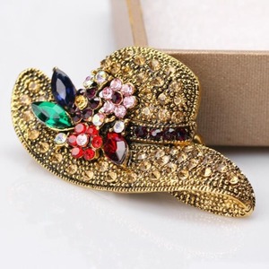 Broche de Moda Dourado Antigo Criativo Vintage com Flor de Cristal para Chapéu de Sol de Palha, Distintivo para Vestuário Diário e Cardigãs - Product Image 4