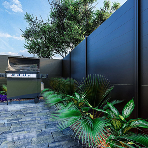 Cercado de Privacidad para Jardín, Moderno, Horizontal, Color Carbón, con Modelado 3D, Fácil Instalación, Decoración para Casa de Campo, Postes de Aluminio - Product Image 5
