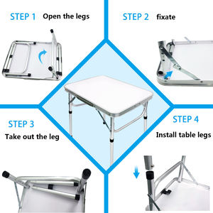 Mesa Plegable Blanca Ajustable de Aluminio para Exteriores, Portátil, para Camping, Picnic, Playa, Tipo Maleta - Product Image 3