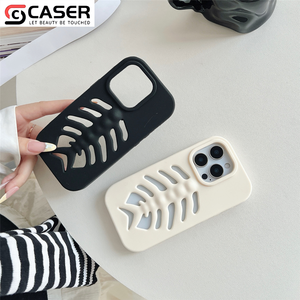Coque de téléphone créative en silicone souple anti-choc et respectueuse de la peau, motif os de poisson évidé, dissipation thermique, pour <span class=keywords><strong>iPhone</strong></span> séries 11-17 - Product Image 4
