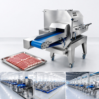 Machine à trancher la viande commerciale automatique, lames en acier au carbone, épaisseur réglable, capacité de 300 à 500 kg/h pour les restaurants