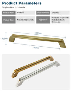 Poignée moderne en alliage Quincaillerie d'armoire Pratique Opulent pour tiroirs de cuisine Commodes Haute dureté Zinc pour chambre à coucher Salle de bain - Product Image 3