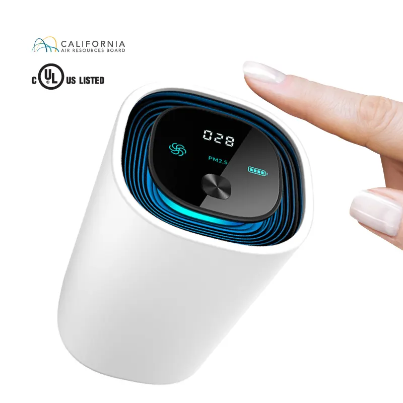 Rechargeable Battery Mini UVC Portable Car Air Purifier Plasma Freshener Personal Smart Home UV Ionized AIr Purifier with Fans