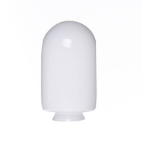 Abat-jour en verre blanc brillant en forme de capsule, vente en gros, couvercle en verre tubulaire à fond ouvert pour remplacement de luminaires suspendus ou muraux