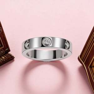 Anillos de Promesa de Acero Inoxidable con Circonita Cúbica Chapados en Oro, Plata y Oro Rosa, Anillo de Amistad, Anillo de Bodas para Mujer, Joyería - Product Image 6