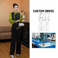 6201 Combinaison de soirée vert clair, élégante et luxueuse, style célébrité, à panneaux 3D, amincissante, taille haute, en mousseline respirante, formelle