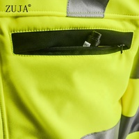 Veste d'hiver Softshell de sécurité pour homme ZUJA, haute visibilité, jaune fluorescent et noir, imperméable, avec bande réfléchissante