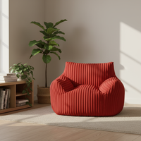 Canapé pouf moderne de style japonais en tissu velours côtelé doux pour la maison, le bureau, le salon, avec rembourrage 100% billes de polystyrène
